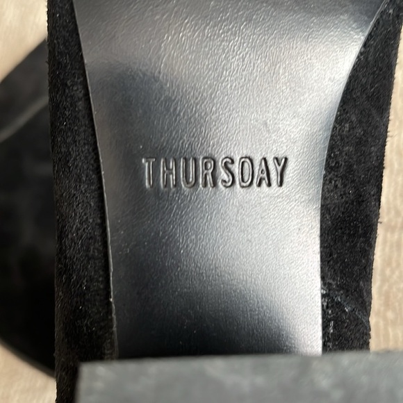 Thursday Everyday Paloma Suede Block Stacked Heel Boots Black size 10 - Picture 11 of 12